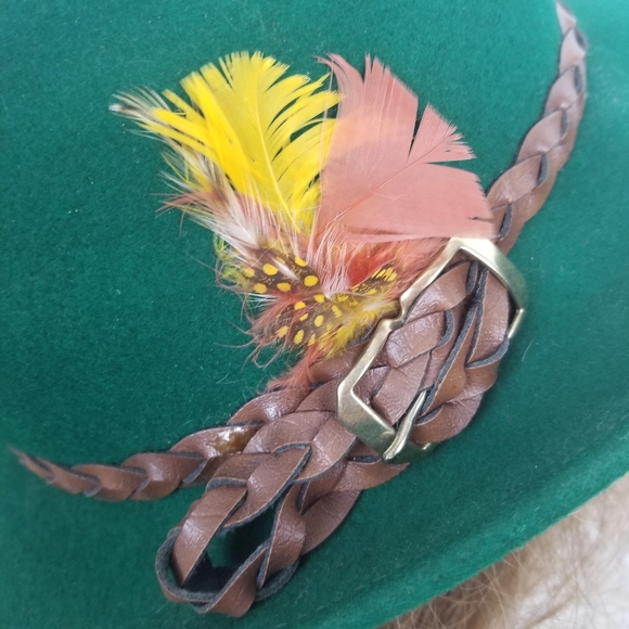 TALLY HO Vintage Wool Fedora Hat Hunter Green Octoberfest - Picture 6 of 12